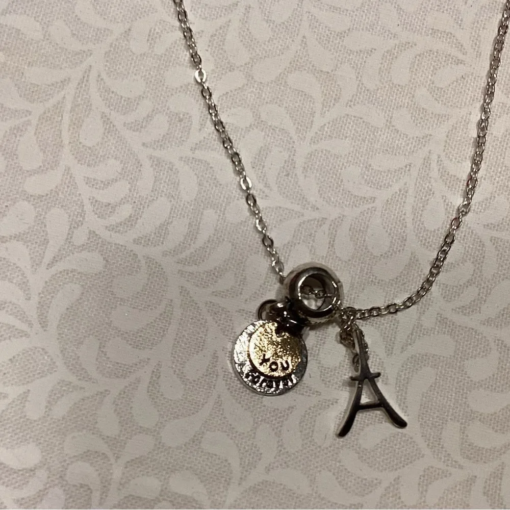 Set of Two Silvertone Necklace with 4 Charm Choices